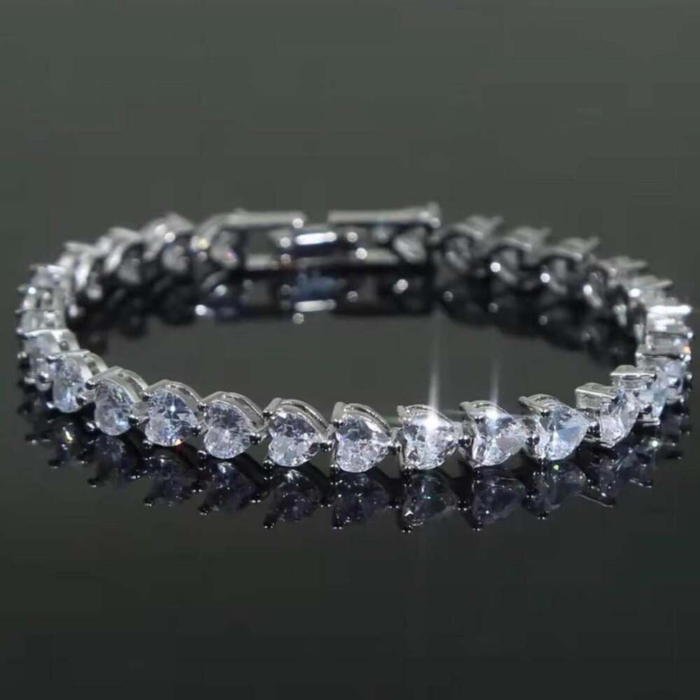 Silver Heart Tennis Bracelet 7 Inch - Picture 5 of 5